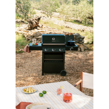 BBQ GAS BURNER PRO - Gas barbecue with side burner and auxiliary table 3 burners and 1 side burner (14kW)
