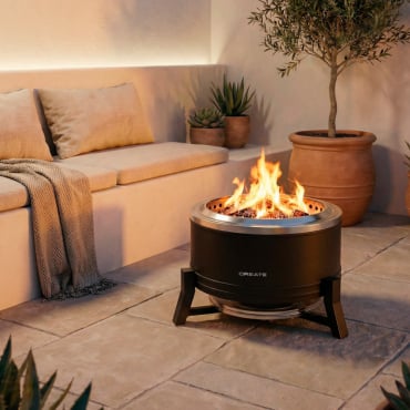 FIRE PIT ROUND - 12 kW smokeless outdoor pellet fire pit Black