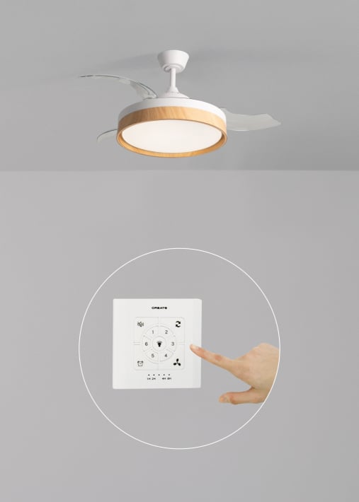 WIND CLEAR EDGE - 40W silent ceiling fan Ø107 cm with retractable blades and LED light
