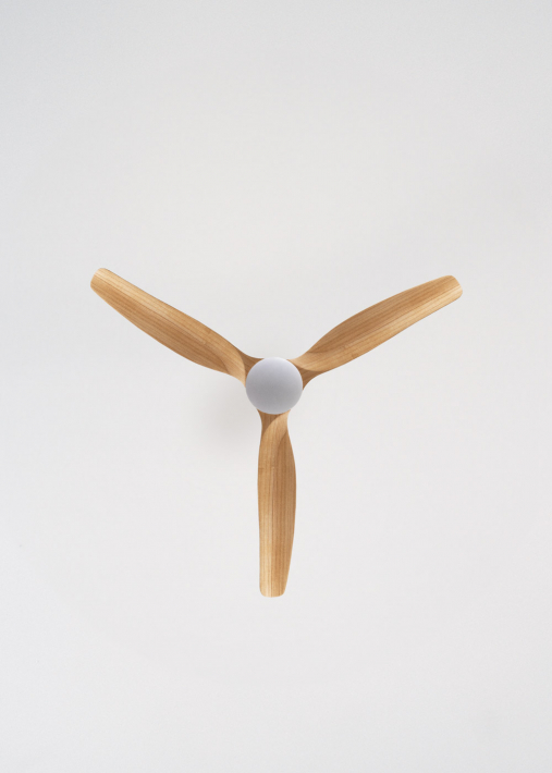 WIND CALM CUSTOM RATTAN - Ceiling fan 40W silent Ø132 cm with LED light in body and lamp