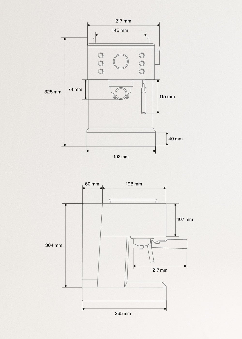 THERA CLASSIC COLD BREW - 20-Bar Espresso Machine with Cold Coffee Function, medidas foto vertical