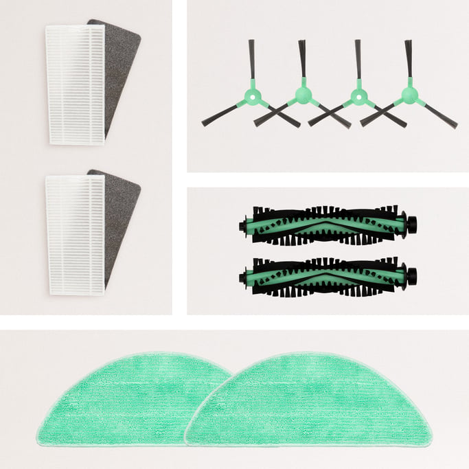 Pack Replacements for NETBOT S14 / S15 2 x (Right Brush + Left Brush + Roller + HEPA Filter + Mop) , gallery image 1147744