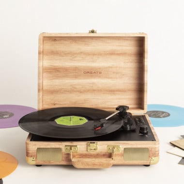 Buy RECORD PLAYER WOOD - Portable Suitcase Record Player with Bluetooth USB, SD, MicroSD and Mp3