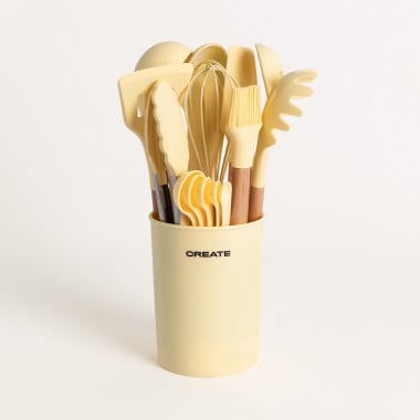 Buy SILICONE AND WOOD KITCHEN UTENSIL SET