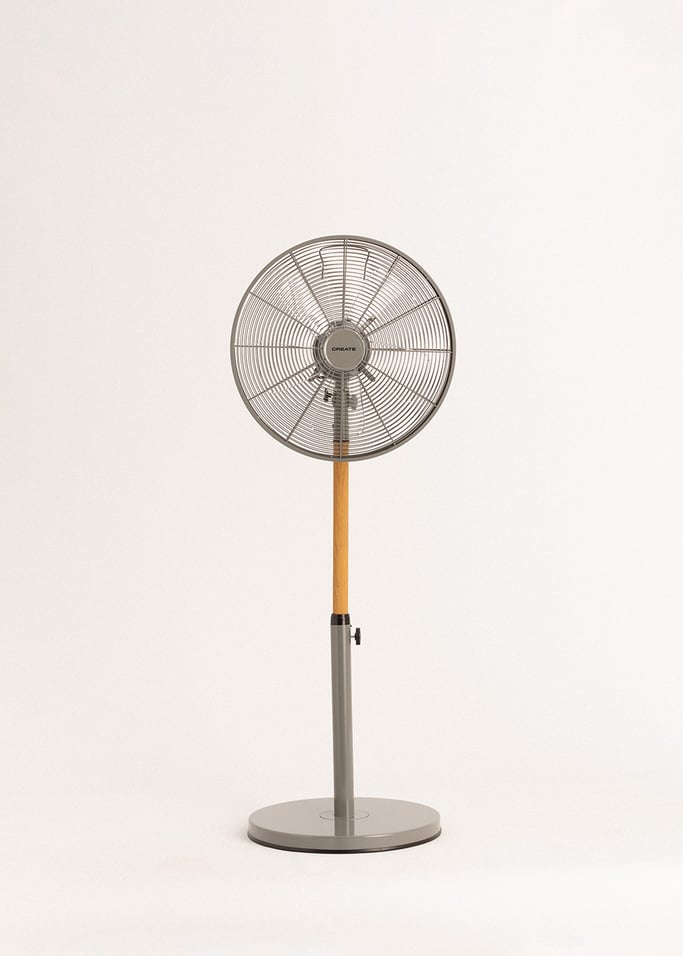 AIR STAND WOOD - Retro-style 50W rotating standing fan, gallery image 2