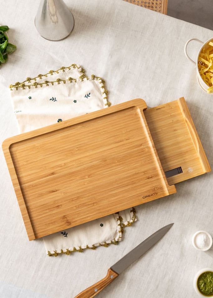 BOARD SCALE BAMBOO - Kitchen cutting board with integrated scale, gallery image 1