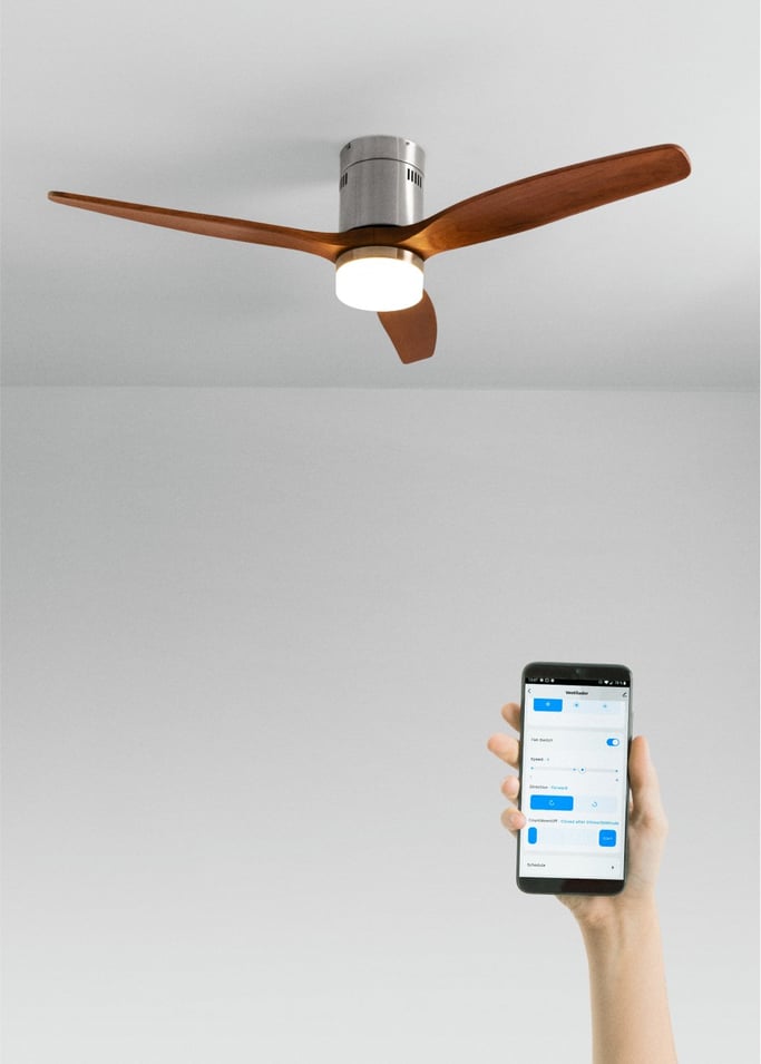 WIND CALM - Silent 40W ceiling fan Ø132 cm with 15W LED light, gallery image 1