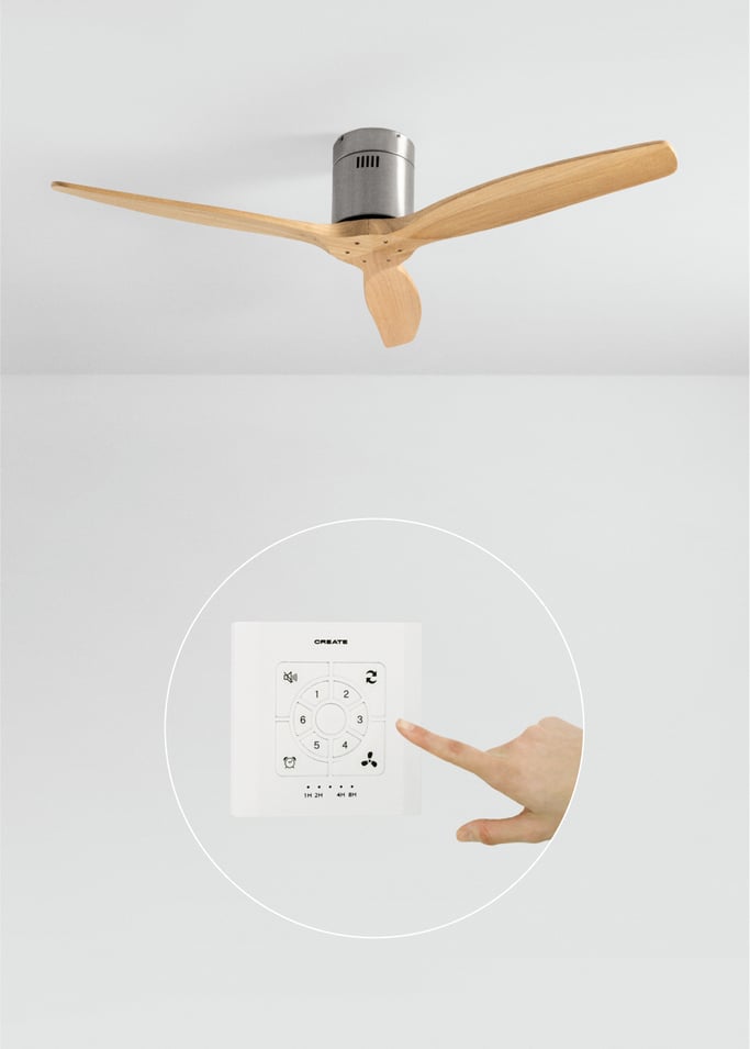 WIND CALM - Silent 40W ceiling fan Ø132 cm 100% wood, gallery image 1