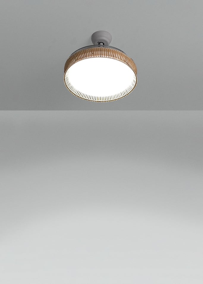 WIND CLEAR RATTAN - Silent ceiling fan 40W Ø107cm retractable blades, gallery image 2