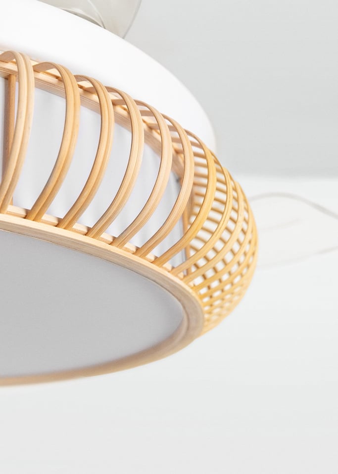 WIND CLEAR RATTAN - Silent ceiling fan 40W Ø108cm retractable blades with 36W LED light, gallery image 4