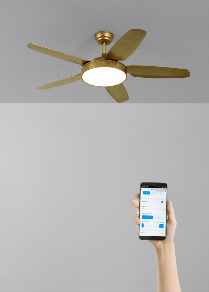 WIND FLAT - Silent 40W ceiling fan Ø132 cm with 24W LED light, gallery image 1