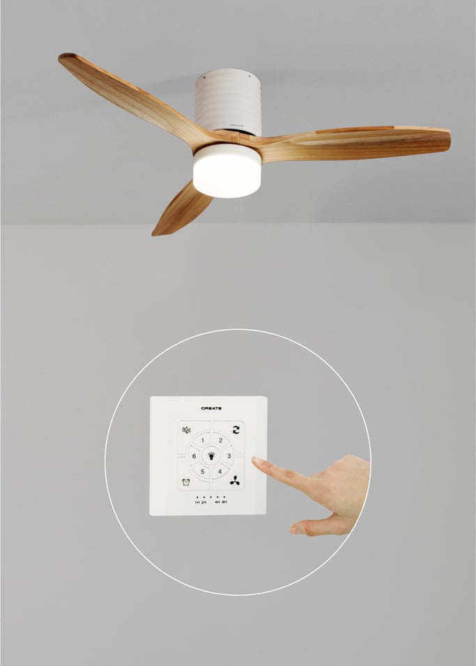 WIND CALM LINE - Silent 40W ceiling fan Ø132 cm 100% wood, gallery image 1