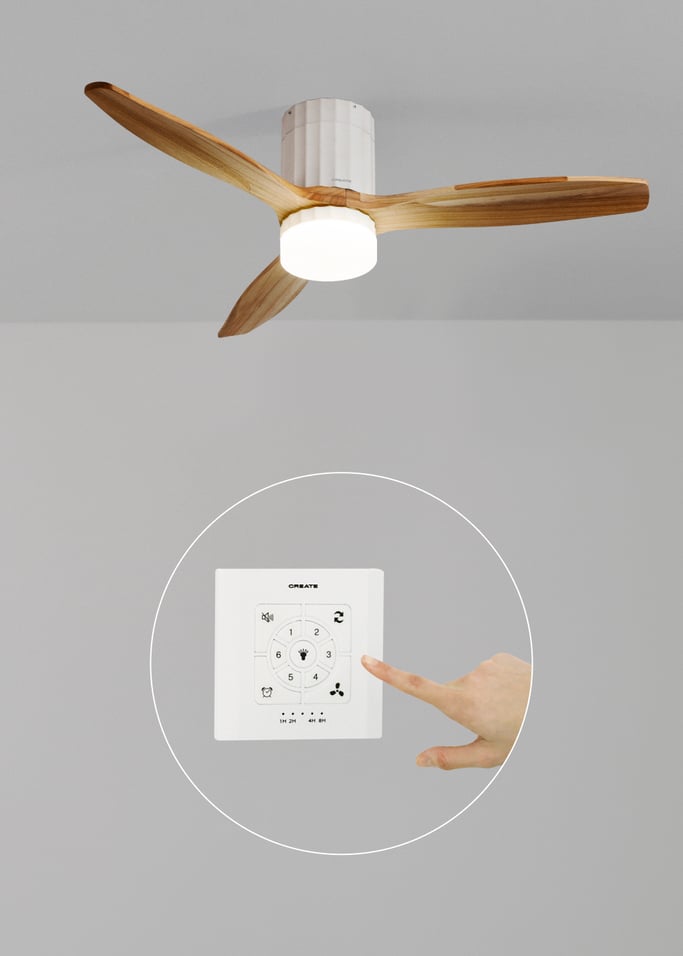 WIND CALM LINE - Silent 40W ceiling fan Ø132 cm 100% wood, gallery image 1