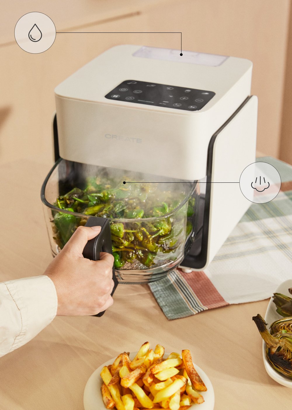 4 2L Glass Air Fryer With Optional Steamer AIR FRYER STUDIO CRYSTAL 4 2L Glass Air Fryer With Optional Steamer AIR FRYER STUDIO CRYSTAL