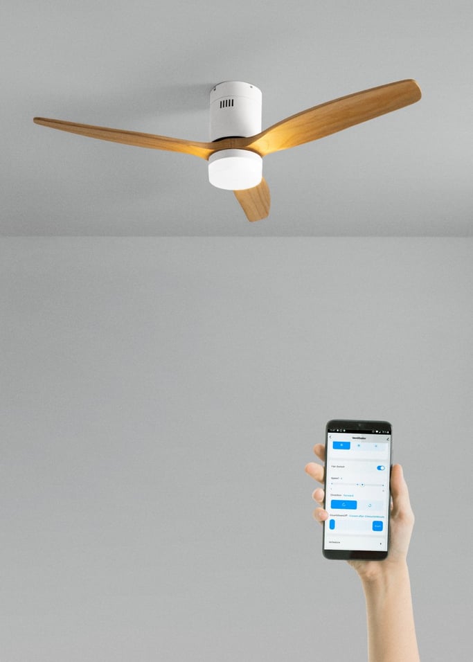 WIND CALM NATURAL WOOD - Silent 40W ceiling fan 100% wood various sizes, gallery image 1