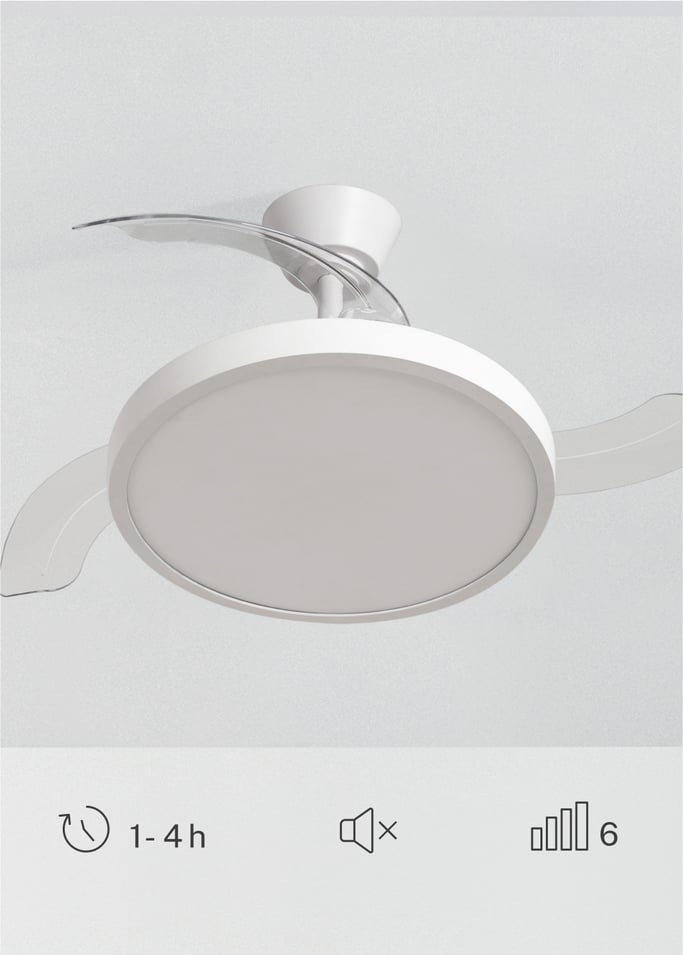 WIND CLEAR STUDIO - 40W ceiling fan, silent, with retractable blades and LED light, various sizes, gallery image 5