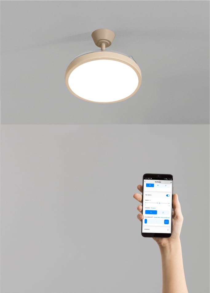 WIND CLEAR STUDIO - 40W ceiling fan, silent, with retractable blades and LED light, various sizes, gallery image 2