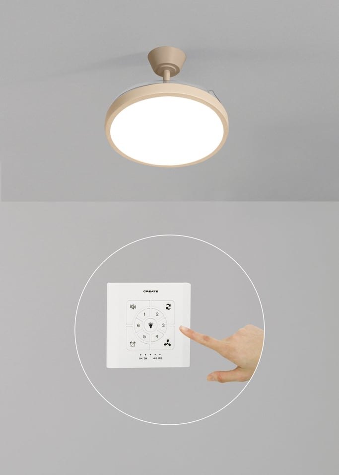 WIND CLEAR STUDIO - 40W ceiling fan, silent, with retractable blades and LED light, various sizes, gallery image 2