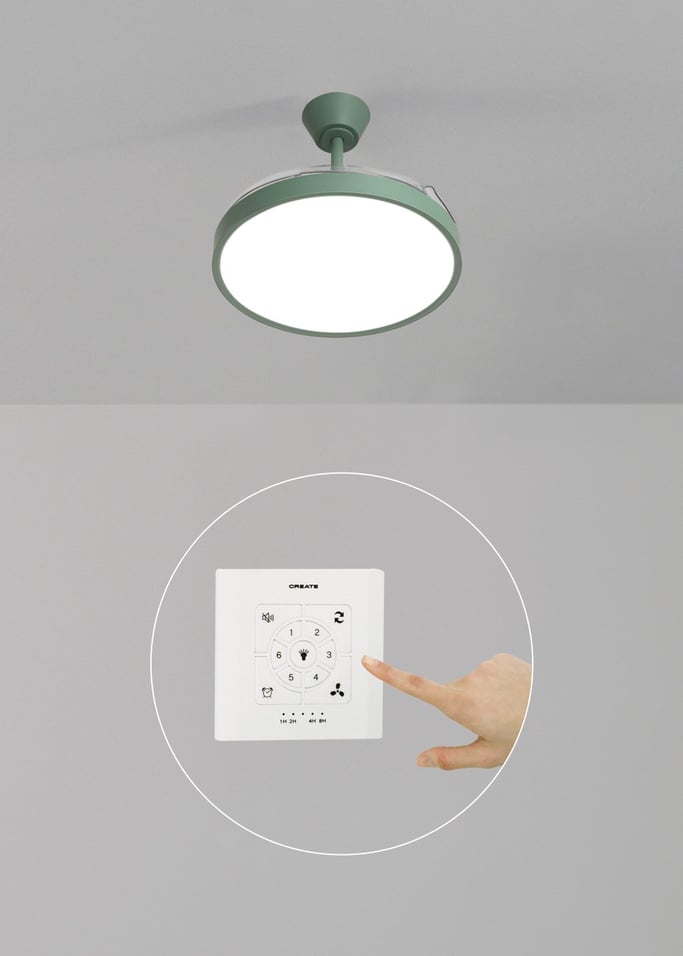 WIND CLEAR STUDIO - 40W ceiling fan, silent, with retractable blades and LED light, various sizes, gallery image 2