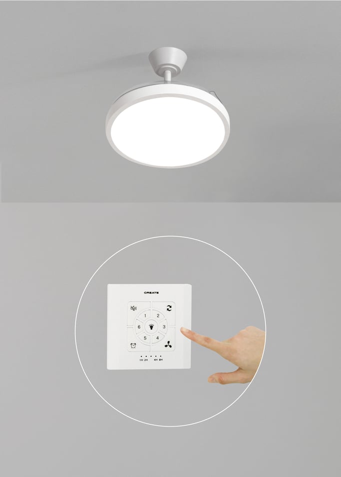 WIND CLEAR STUDIO - 40W ceiling fan, silent, with retractable blades and LED light, various sizes, gallery image 2