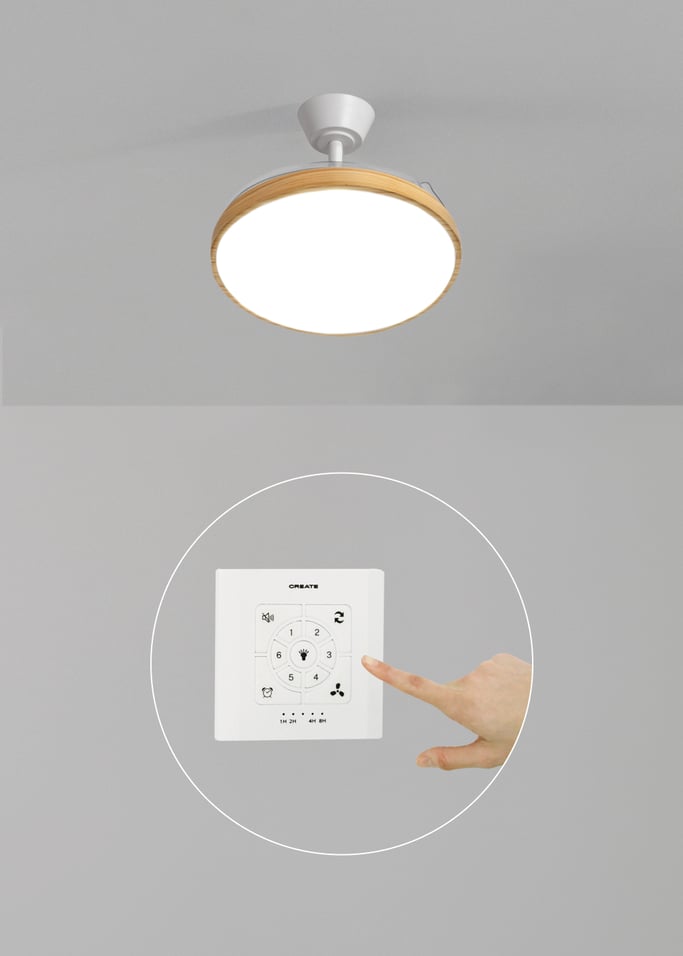 WIND CLEAR STUDIO - 40W ceiling fan, silent, with retractable blades and LED light, various sizes, gallery image 2