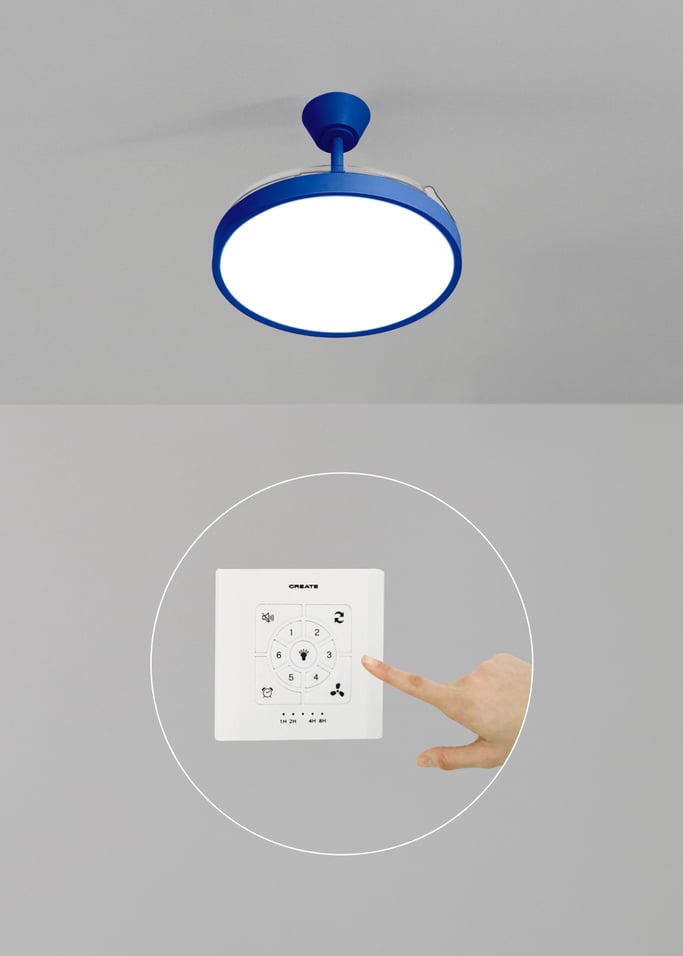 WIND CLEAR STUDIO - 40W ceiling fan, silent, with retractable blades and LED light, various sizes, gallery image 2