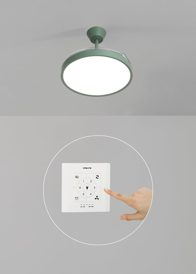 WIND CLEAR STUDIO - 40W ceiling fan, silent, with retractable blades and LED light, various sizes, gallery image 2