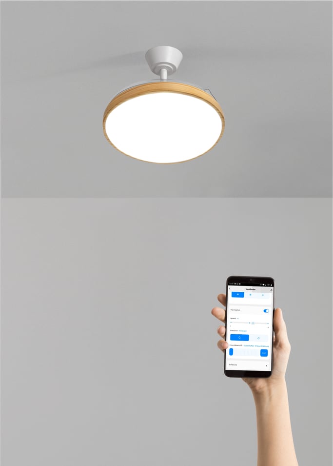 WIND CLEAR STUDIO - 40W ceiling fan, silent, with retractable blades and LED light, various sizes, gallery image 2