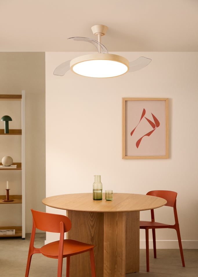 WIND CLEAR STUDIO - 40W ceiling fan, silent, with retractable blades and LED light, various sizes, gallery image 3