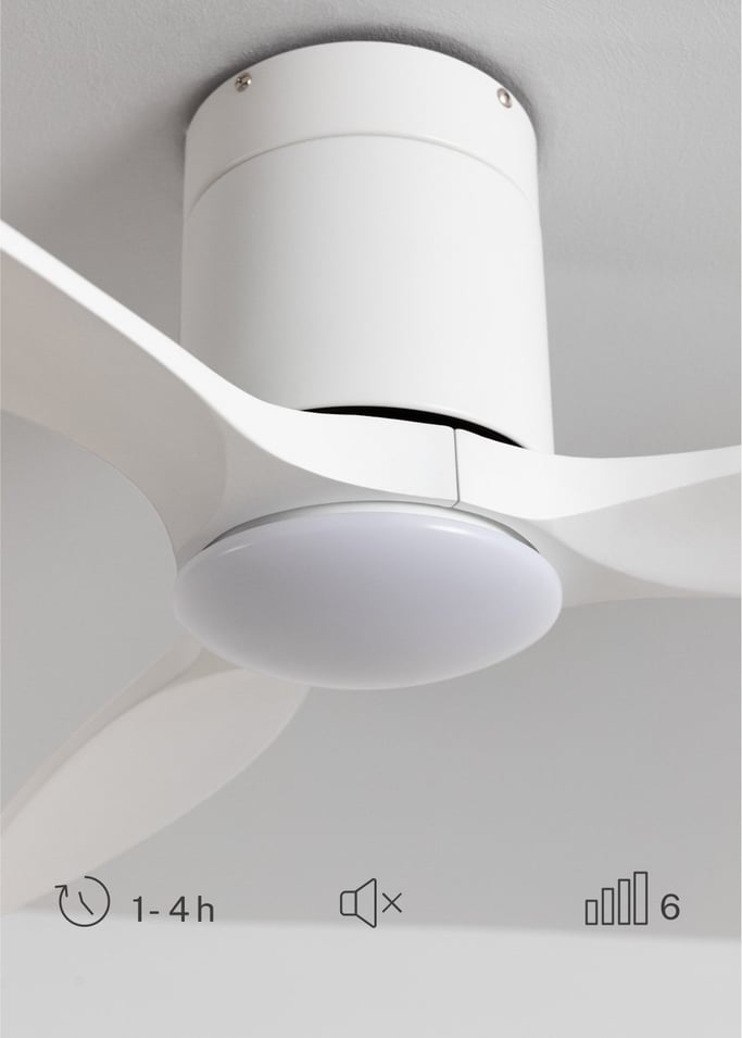 WIND CALM SLIM LIGHT - Silent ceiling fan 40W Ø132 cm 100% wood, gallery image 5