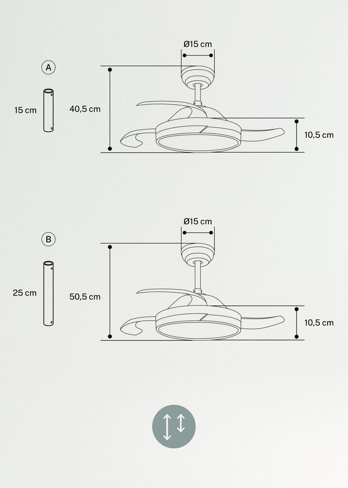 WIND CLEAR - Ceiling fan 40W silent retractable blades with LED light various sizes
, gallery image 10