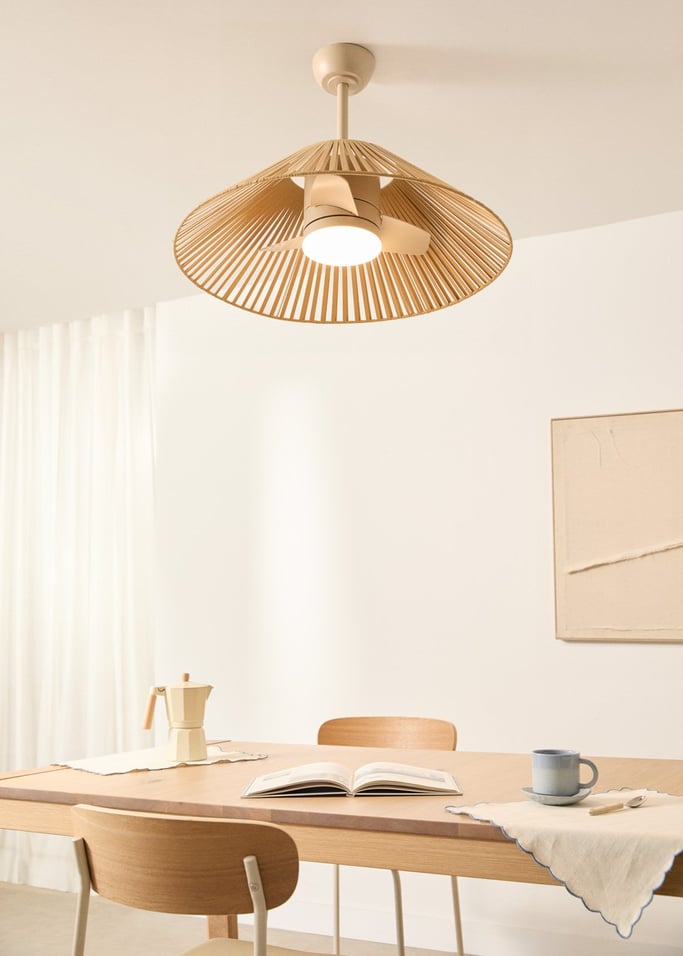 WIND LAMP WOVEN - Silent 25W Ceiling Fan with LED Light, gallery image 1