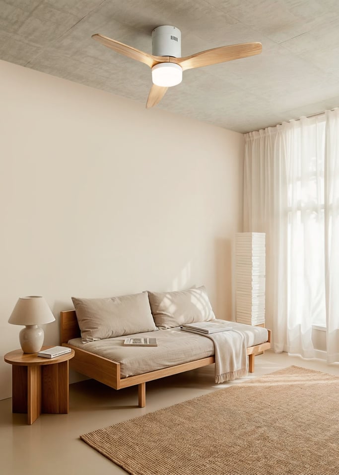 WIND CALM NATURAL WOOD - Silent 40W ceiling fan 100% wood, gallery image 1