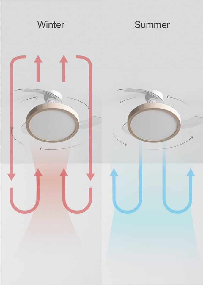 WIND CLEAR STUDIO - 40W ceiling fan, silent, with retractable blades and LED light, various sizes, gallery image 4