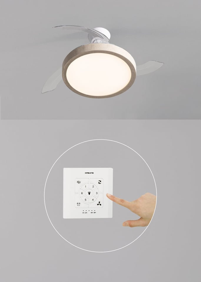 WIND CLEAR STUDIO - 40W ceiling fan, silent, with retractable blades and LED light, various sizes, gallery image 2