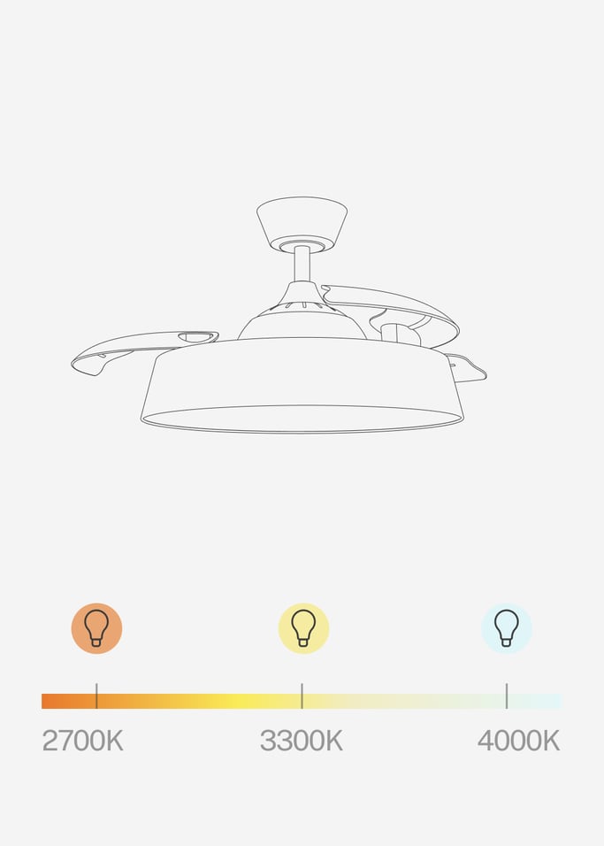 WIND CLEAR CONTOUR  - 40 W silent ceiling fan Ø107 cm with retractable blades and LED light, gallery image 7