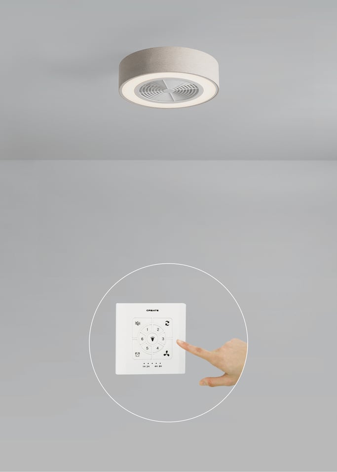 WIND CLEAR EASY - 40W silent ceiling fan Ø50 cm with hidden blades and LED light, gallery image 2