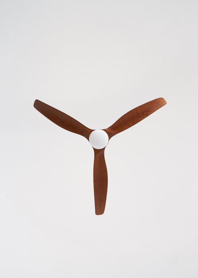 WIND CALM CUSTOM RATTAN - Ceiling fan 40W silent Ø132 cm with LED light in body and lamp, gallery image 7