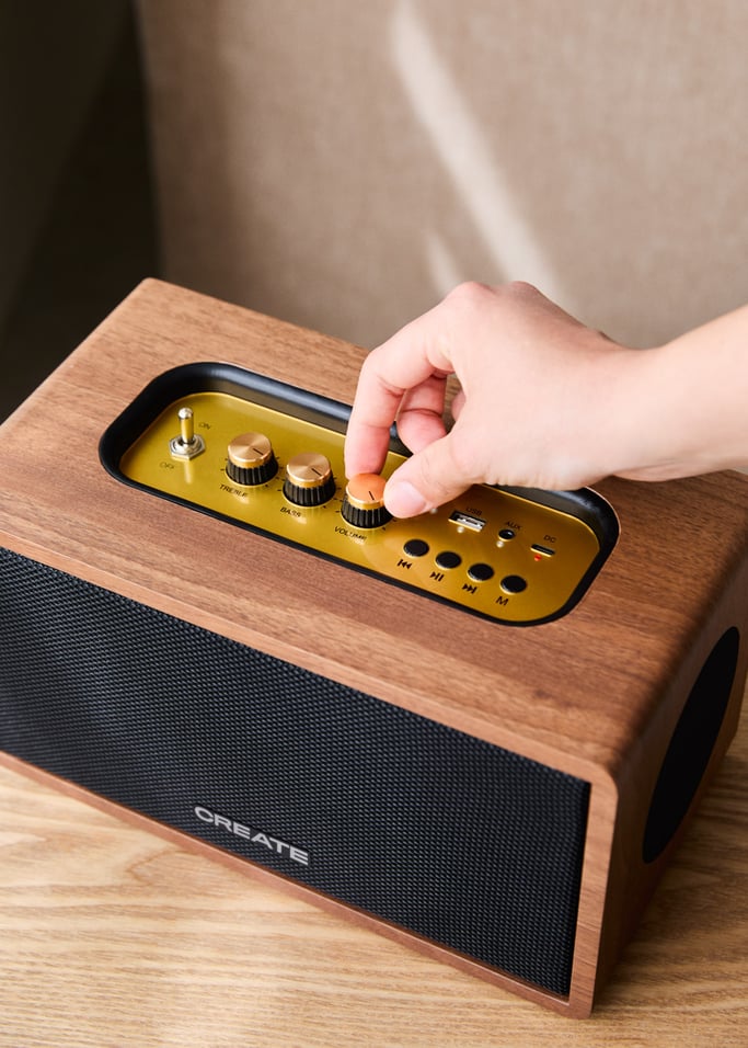 SPEAKER RETRO WOOD - 55W Portable Speaker with Bluetooth, USB, and AUX , gallery image 4