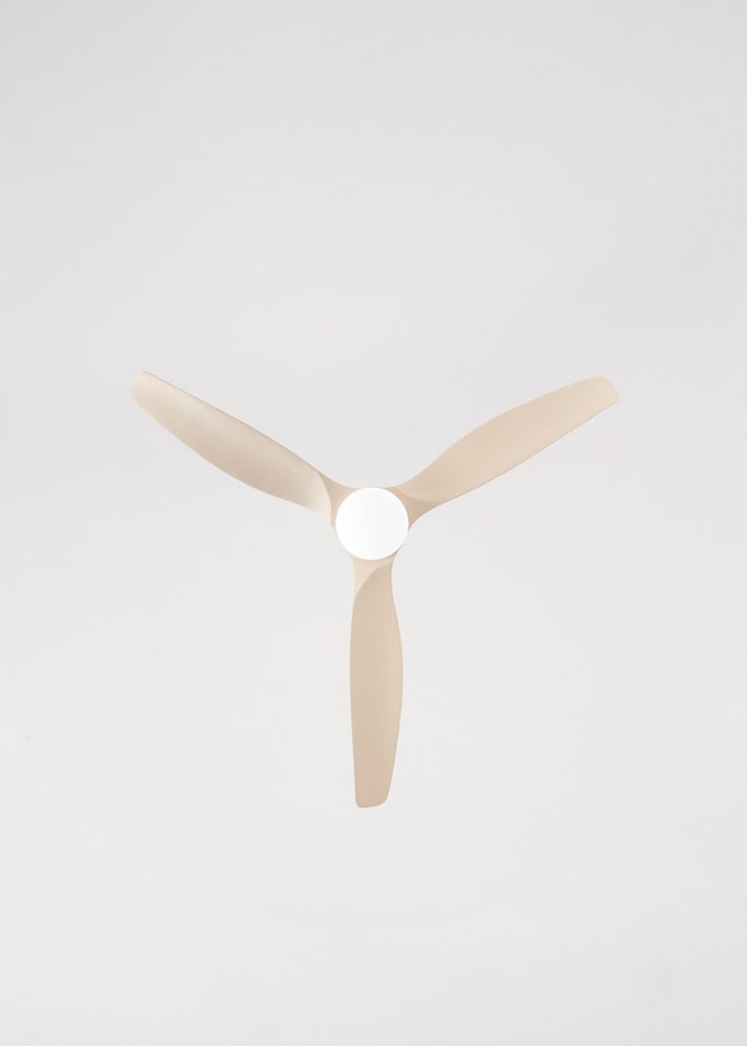 WIND CALM CUSTOM RATTAN - Ceiling fan 40W silent Ø132 cm with LED light in body and lamp, gallery image 6