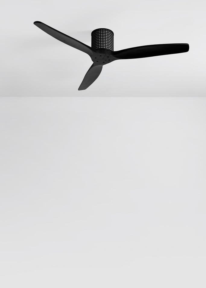 WIND CALM CUSTOM RATTAN - Ceiling fan 40W silent Ø132 cm with LED light in body and lamp, gallery image 5