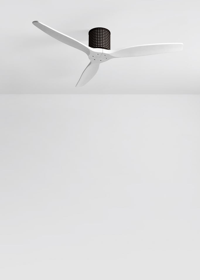 WIND CALM CUSTOM RATTAN - Ceiling fan 40W silent Ø132 cm with LED light in body and lamp, gallery image 5