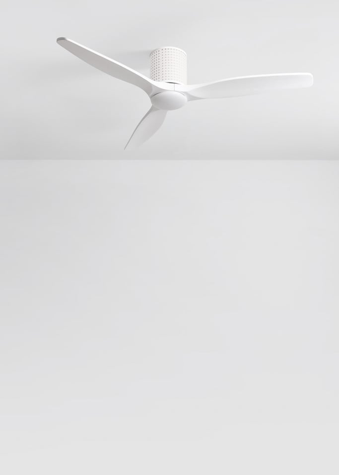 WIND CALM CUSTOM RATTAN - Ceiling fan 40W silent Ø132 cm with LED light in body and lamp, gallery image 4