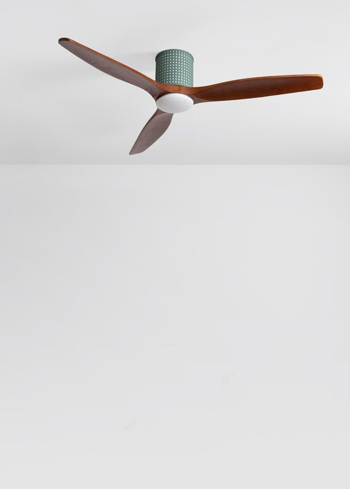 WIND CALM CUSTOM RATTAN - Ceiling fan 40W silent Ø132 cm with LED light in body and lamp, gallery image 2