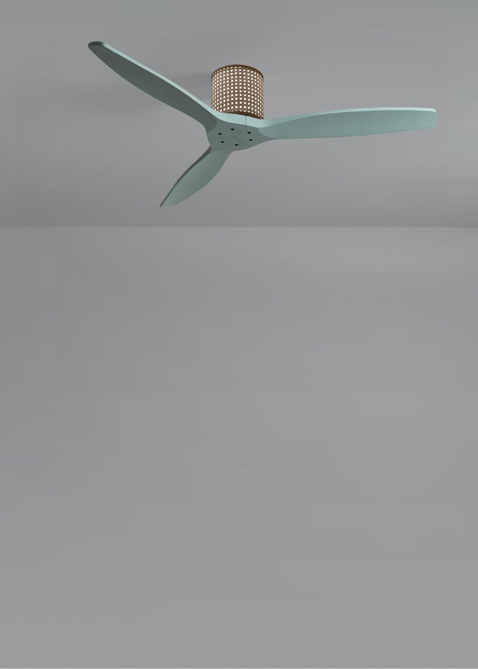 WIND CALM CUSTOM RATTAN - Ceiling fan 40W silent Ø132 cm with LED light in body and lamp, gallery image 4