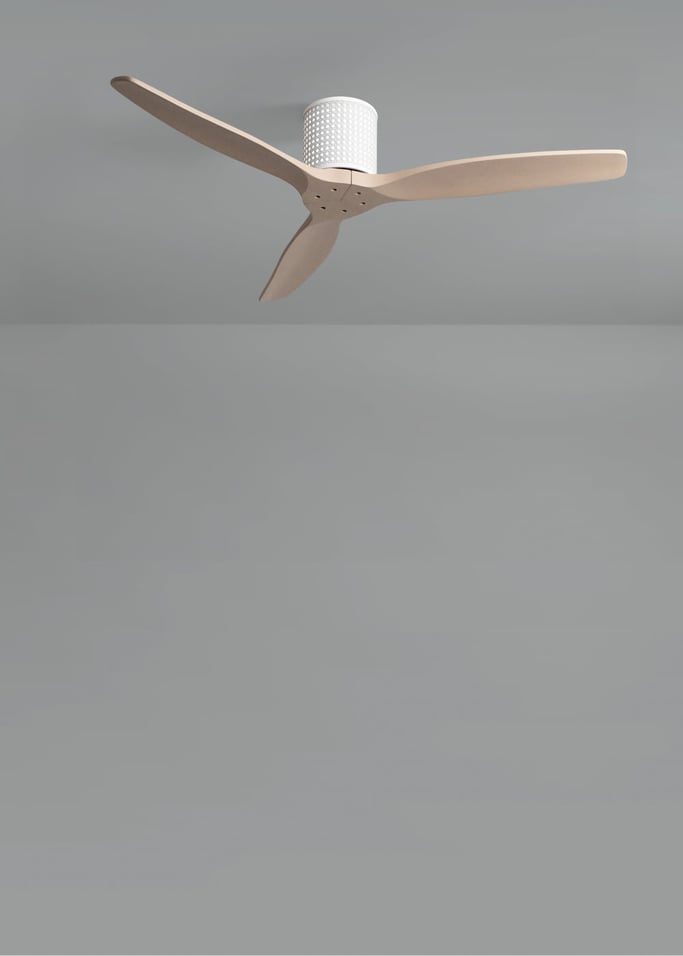 WIND CALM CUSTOM RATTAN - Ceiling fan 40W silent Ø132 cm with LED light in body and lamp, gallery image 4