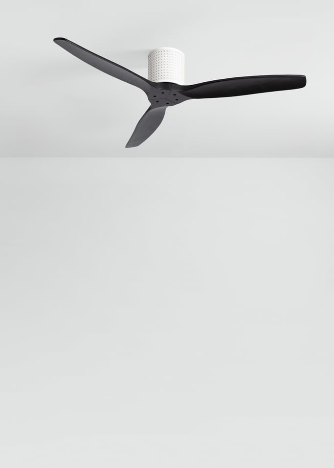 WIND CALM CUSTOM RATTAN - Ceiling fan 40W silent Ø132 cm with LED light in body and lamp, gallery image 2