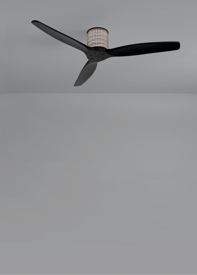 WIND CALM CUSTOM RATTAN - Ceiling fan 40W silent Ø132 cm with LED light in body and lamp, gallery image 5