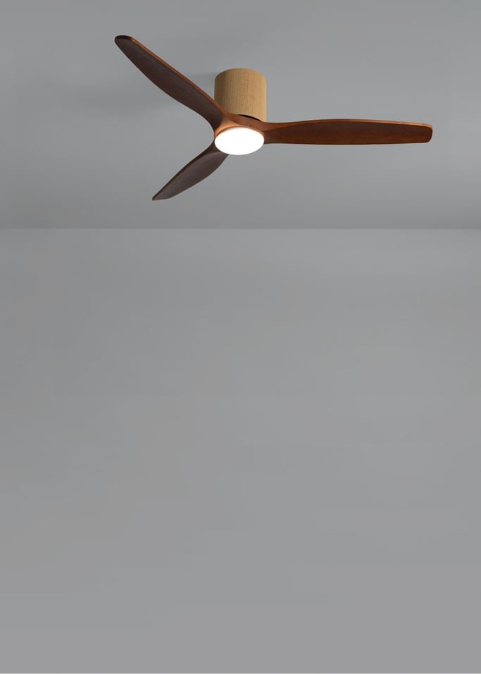 WIND CALM CUSTOM WOVEN - Silent 40W ceiling fan Ø132 cm made of 100% wood with LED light, gallery image 4