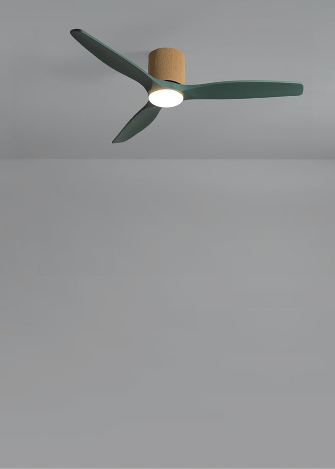 WIND CALM CUSTOM WOVEN - Silent 40W ceiling fan Ø132 cm made of 100% wood with LED light, gallery image 4
